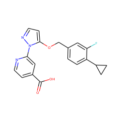 O=C(O)c1ccnc(-n2nccc2OCc2ccc(C3CC3)c(F)c2)c1 ZINC000146920822