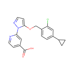 O=C(O)c1ccnc(-n2nccc2OCc2ccc(C3CC3)cc2Cl)c1 ZINC000146767540