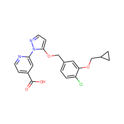 O=C(O)c1ccnc(-n2nccc2OCc2ccc(Cl)c(OCC3CC3)c2)c1 ZINC000146679312