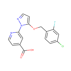 O=C(O)c1ccnc(-n2nccc2OCc2ccc(Cl)cc2F)c1 ZINC000146728221