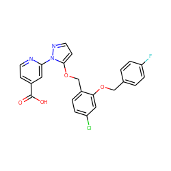 O=C(O)c1ccnc(-n2nccc2OCc2ccc(Cl)cc2OCc2ccc(F)cc2)c1 ZINC000146837048