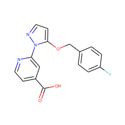 O=C(O)c1ccnc(-n2nccc2OCc2ccc(F)cc2)c1 ZINC000146811932