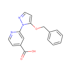 O=C(O)c1ccnc(-n2nccc2OCc2ccccc2)c1 ZINC000146769788