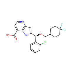 O=C(O)c1ccnc2cc([C@@H](OCC3CCC(F)(F)CC3)c3ccccc3Cl)[nH]c12 ZINC001772593877