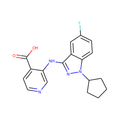 O=C(O)c1ccncc1Nc1nn(C2CCCC2)c2ccc(F)cc12 ZINC000149697667