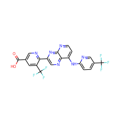 O=C(O)c1cnc(-c2cnc3c(Nc4ccc(C(F)(F)F)cn4)ccnc3n2)c(C(F)(F)F)c1 ZINC000058538423