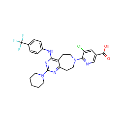 O=C(O)c1cnc(N2CCc3nc(N4CCCCC4)nc(Nc4ccc(C(F)(F)F)cc4)c3CC2)c(Cl)c1 ZINC000064560377