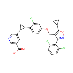 O=C(O)c1cncc([C@@H]2C[C@@H]2c2ccc(OCc3c(-c4c(Cl)cccc4Cl)noc3C3CC3)cc2Cl)c1 ZINC000115371703