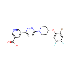 O=C(O)c1cncc(-c2ccc(N3CCC(Oc4cc(F)c(F)cc4Br)CC3)nn2)c1 ZINC000082150756