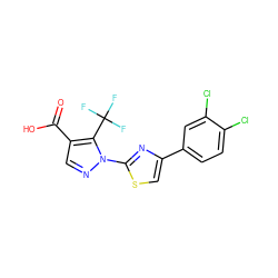 O=C(O)c1cnn(-c2nc(-c3ccc(Cl)c(Cl)c3)cs2)c1C(F)(F)F ZINC000013394797