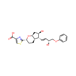 O=C(O)c1csc([C@H]2CC[C@H]3[C@H](C[C@@H](O)[C@@H]3/C=C/[C@@H](O)COc3ccccc3)O2)n1 ZINC000653905750