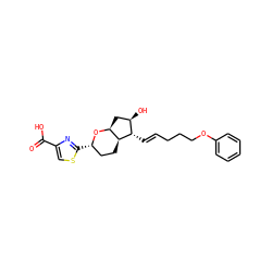 O=C(O)c1csc([C@H]2CC[C@H]3[C@H](C[C@@H](O)[C@@H]3/C=C/CCCOc3ccccc3)O2)n1 ZINC000653905756