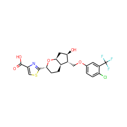 O=C(O)c1csc([C@H]2CC[C@H]3[C@H](C[C@@H](O)[C@@H]3COc3ccc(Cl)c(C(F)(F)F)c3)O2)n1 ZINC000653706703