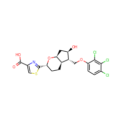 O=C(O)c1csc([C@H]2CC[C@H]3[C@H](C[C@@H](O)[C@@H]3COc3ccc(Cl)c(Cl)c3Cl)O2)n1 ZINC000653714991