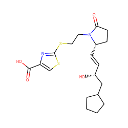 O=C(O)c1csc(SCCN2C(=O)CC[C@@H]2/C=C/[C@@H](O)CC2CCCC2)n1 ZINC000073222953