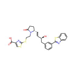 O=C(O)c1csc(SCCN2C(=O)CC[C@@H]2/C=C/[C@@H](O)Cc2cccc(-c3nc4ccccc4s3)c2)n1 ZINC000084725663