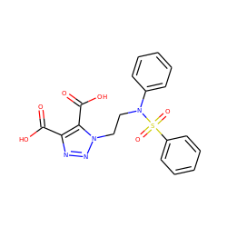 O=C(O)c1nnn(CCN(c2ccccc2)S(=O)(=O)c2ccccc2)c1C(=O)O ZINC000095593900