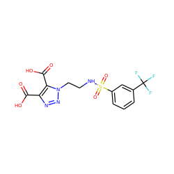 O=C(O)c1nnn(CCNS(=O)(=O)c2cccc(C(F)(F)F)c2)c1C(=O)O ZINC000095597371