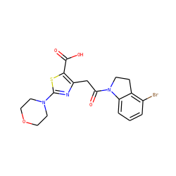 O=C(O)c1sc(N2CCOCC2)nc1CC(=O)N1CCc2c(Br)cccc21 ZINC000103240869