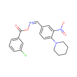 O=C(O/N=C\c1ccc(N2CCCCC2)c([N+](=O)[O-])c1)c1cccc(Cl)c1 ZINC000012956821