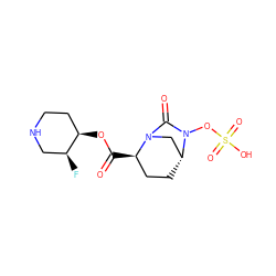 O=C(O[C@@H]1CCNC[C@@H]1F)[C@@H]1CC[C@@H]2CN1C(=O)N2OS(=O)(=O)O ZINC000096168650