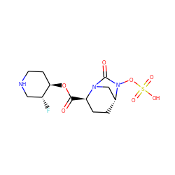 O=C(O[C@@H]1CCNC[C@H]1F)[C@@H]1CC[C@@H]2CN1C(=O)N2OS(=O)(=O)O ZINC000096168652