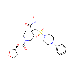 O=C(O[C@H]1CCOC1)N1CCC(CS(=O)(=O)N2CCN(c3ccccc3)CC2)(C(=O)NO)CC1 ZINC000029039786