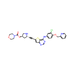 O=C(O[C@H]1CN[C@H](C#Cc2cc3ncnc(Nc4ccc(OCc5ccccn5)c(Cl)c4)c3s2)C1)N1CCOCC1 ZINC000042807256