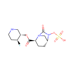 O=C(O[C@H]1CNCC[C@@H]1F)[C@@H]1CC[C@@H]2CN1C(=O)N2OS(=O)(=O)O ZINC000096168654