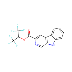 O=C(OC(C(F)(F)F)C(F)(F)F)c1cc2c(cn1)[nH]c1ccccc12 ZINC000064526762