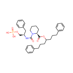 O=C(OC(CCCc1ccccc1)CCCc1ccccc1)[C@@H]1CCCCN1C(=O)N[C@@H](COP(=O)(O)O)Cc1ccccc1 ZINC000049670176