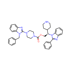 O=C(OC[C@@H](C1CCNCC1)n1c(-c2ccccc2)nc2ccccc21)N1CCN(c2nc3ccccc3n2Cc2ccccc2)CC1 ZINC000146349860