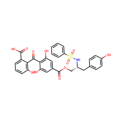 O=C(OC[C@@H](Cc1ccc(O)cc1)NS(=O)(=O)c1ccccc1)c1cc(O)c(C(=O)c2c(O)cccc2C(=O)O)c(O)c1 ZINC000014944077