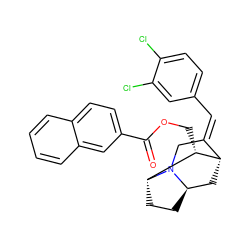 O=C(OC[C@@H]1[C@H]2C[C@H]3CC[C@H]1N3C/C2=C\c1ccc(Cl)c(Cl)c1)c1ccc2ccccc2c1 ZINC000253635411