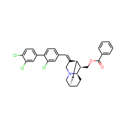 O=C(OC[C@@H]1[C@H]2CC[C@H]3CC[C@H]1N(C/C2=C\c1ccc(-c2ccc(Cl)c(Cl)c2)c(Cl)c1)C3)c1ccccc1 ZINC000261177011