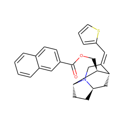 O=C(OC[C@H]1[C@H]2C[C@H]3CC[C@H]1N3C/C2=C\c1cccs1)c1ccc2ccccc2c1 ZINC000253685006