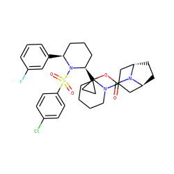 O=C(OC1([C@@H]2CCC[C@H](c3cccc(F)c3)N2S(=O)(=O)c2ccc(Cl)cc2)CC1)N1[C@H]2CC[C@H]1CC(N1CCCCC1)C2 ZINC000299815206