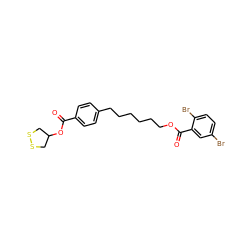 O=C(OC1CSSC1)c1ccc(CCCCCCOC(=O)c2cc(Br)ccc2Br)cc1 ZINC000299872109