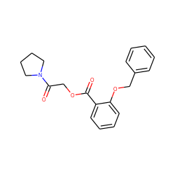 O=C(OCC(=O)N1CCCC1)c1ccccc1OCc1ccccc1 ZINC000003253526