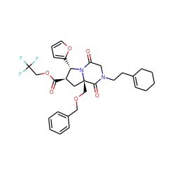 O=C(OCC(F)(F)F)[C@@H]1C[C@@]2(COCc3ccccc3)C(=O)N(CCC3=CCCCC3)CC(=O)N2[C@H]1c1ccco1 ZINC000036348521