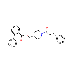 O=C(OCC1CCN(C(=O)CCc2ccccc2)CC1)c1ccccc1-c1ccccc1 ZINC000073197087