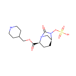 O=C(OCC1CCNCC1)[C@@H]1CC[C@H]2CN1C(=O)N2OS(=O)(=O)O ZINC000096168683