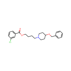 O=C(OCCCCN1CCC(OCc2ccccc2)CC1)c1cccc(Cl)c1 ZINC000028650705