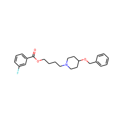 O=C(OCCCCN1CCC(OCc2ccccc2)CC1)c1cccc(F)c1 ZINC000028650709