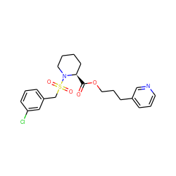 O=C(OCCCc1cccnc1)[C@@H]1CCCCN1S(=O)(=O)Cc1cccc(Cl)c1 ZINC001772593964