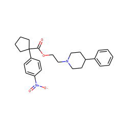 O=C(OCCN1CCC(c2ccccc2)CC1)C1(c2ccc([N+](=O)[O-])cc2)CCCC1 ZINC000013737398