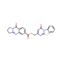 O=C(OCc1cc(=O)n2c(n1)sc1ccccc12)c1ccc2c(=O)n3c(nc2c1)CCC3 ZINC000004144374