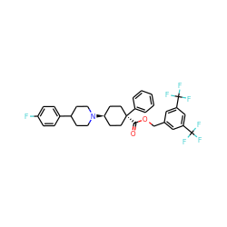 O=C(OCc1cc(C(F)(F)F)cc(C(F)(F)F)c1)[C@]1(c2ccccc2)CC[C@@H](N2CCC(c3ccc(F)cc3)CC2)CC1 ZINC000103022632