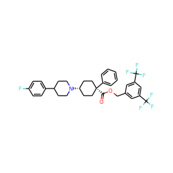 O=C(OCc1cc(C(F)(F)F)cc(C(F)(F)F)c1)[C@]1(c2ccccc2)CC[C@H](N2CCC(c3ccc(F)cc3)CC2)CC1 ZINC000102257183