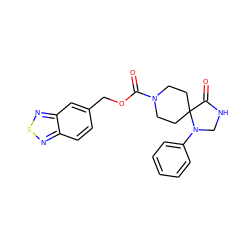 O=C(OCc1ccc2nsnc2c1)N1CCC2(CC1)C(=O)NCN2c1ccccc1 ZINC000013864308